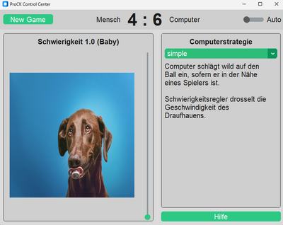 Die Spielstärke des Kickers lässt sich jetzt über ein kleines GUI steuern.